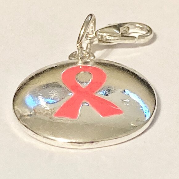 Pink Ribbon Clip On Charm For Bracelet Zipper Pull Bag Purse Charm Enamel Bow - Picture 4 of 6